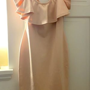 Off the shoulder pale pink dress